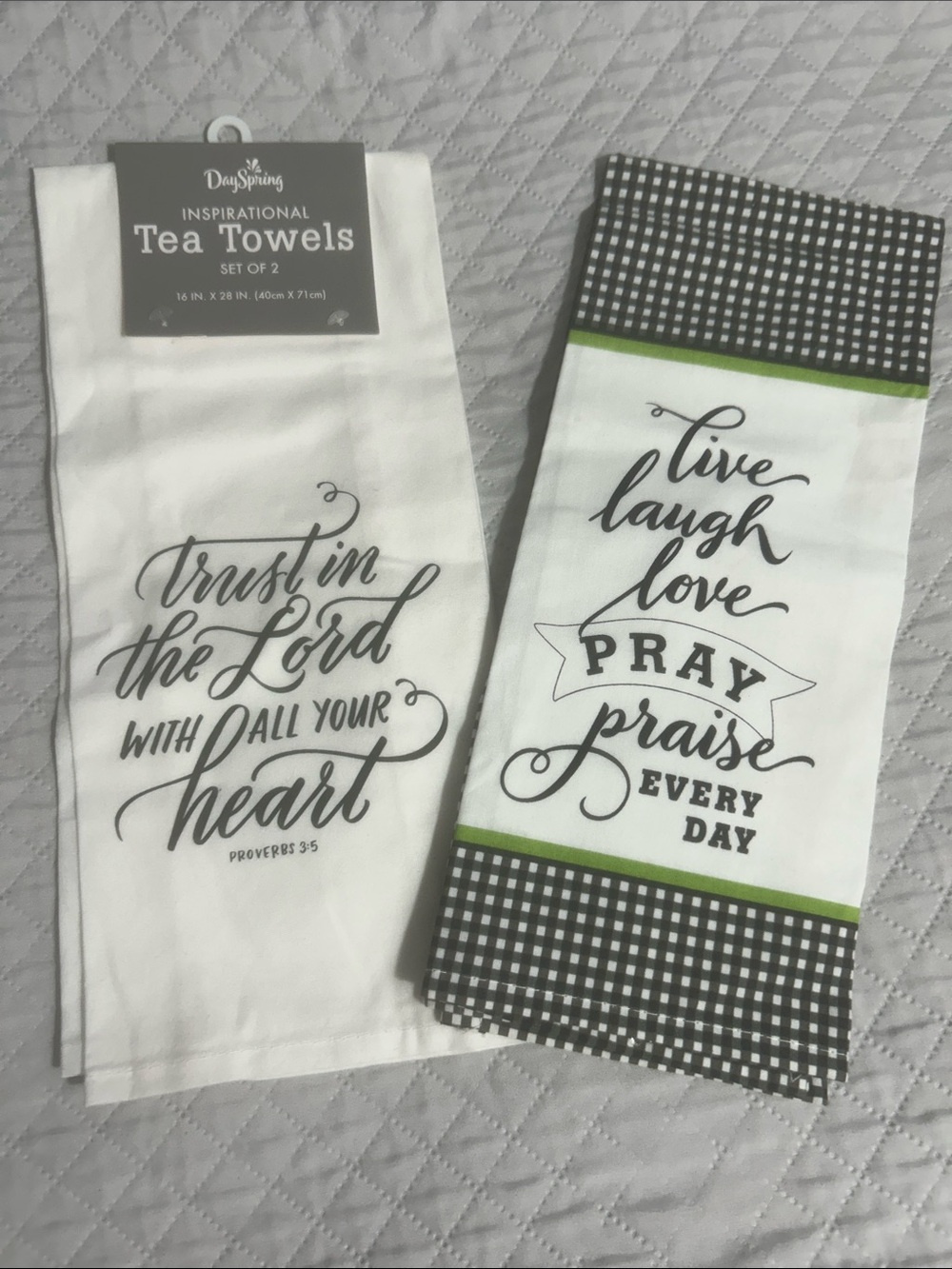 3 Piece Set Inspirational Tea Towels - Live Laugh Love & Trust in the Lord